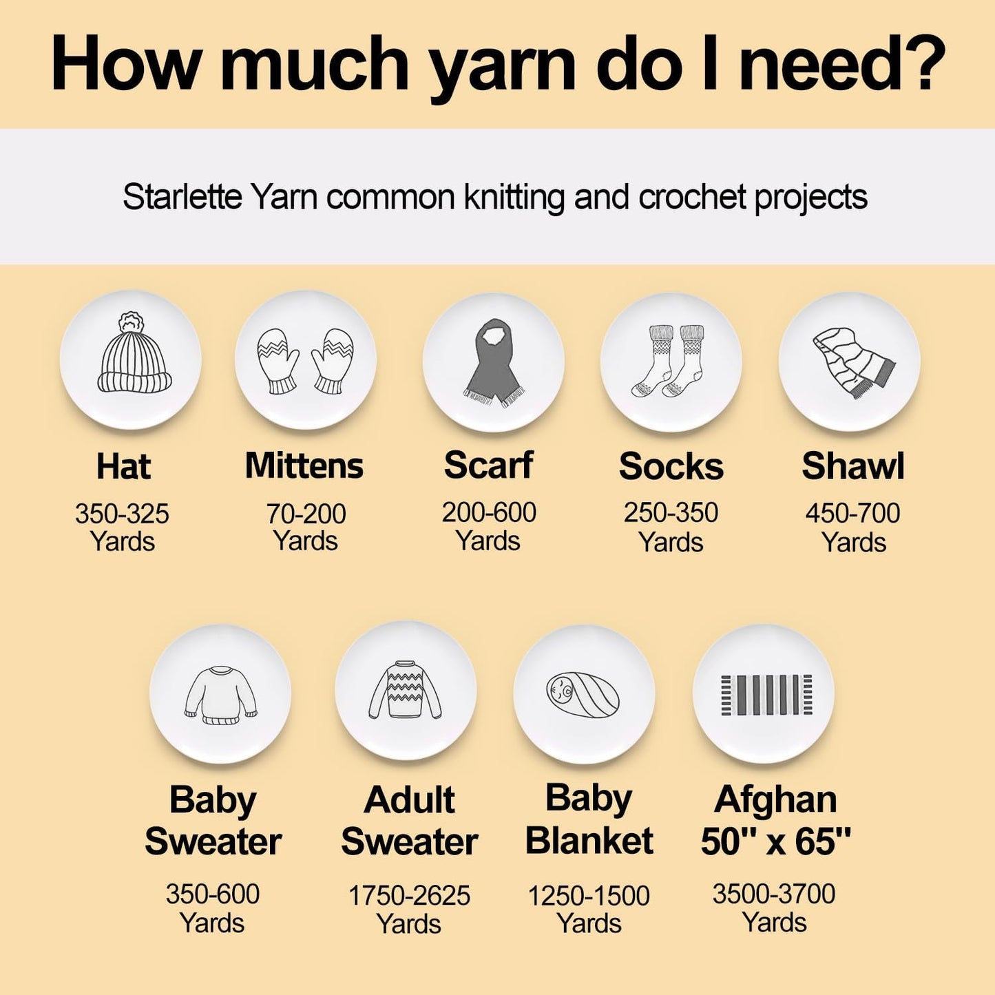 Starlette, Yellow Yarn for Crocheting and Knitting, Soft Acrylic Afghan, Clothing and Blanket Yarn, 180 Yards, Soft Yellow - 1 Skein