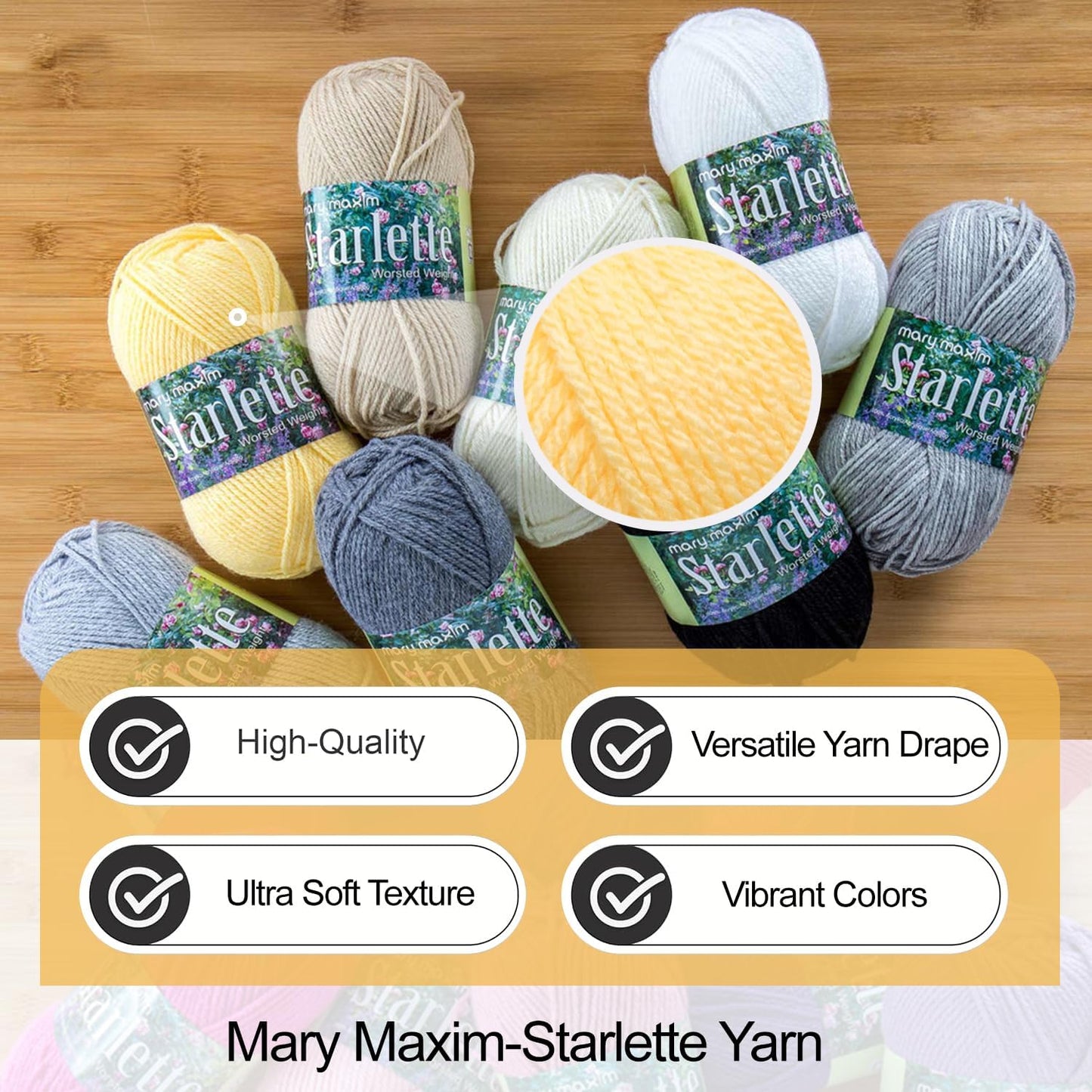 Starlette, Yellow Yarn for Crocheting and Knitting, Soft Acrylic Afghan, Clothing and Blanket Yarn, 180 Yards, Soft Yellow - 1 Skein