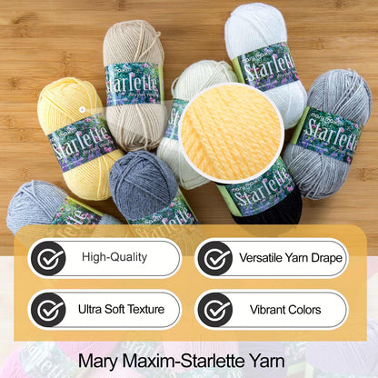 Starlette, Yellow Yarn for Crocheting and Knitting, Soft Acrylic Afghan, Clothing and Blanket Yarn, 180 Yards, Soft Yellow - 1 Skein