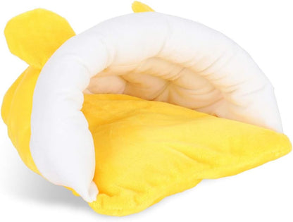 Thicken Cotton Small Pets Cute Sleeping Nest Bed House for Hamster Sugar Glider Squirrel Warm Flannel Comfortable Hideaway Playhouse Yellow S M L (Yellow)