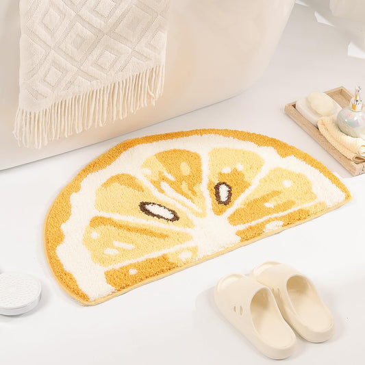 Cute Lemon Bath Mat Super Absorbent and Non-Slip Bathroom Rug Machine Wash Carpet for Sink, Shower and Bedroom (31"x17")