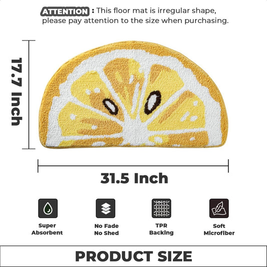 Cute Lemon Bath Mat Super Absorbent and Non-Slip Bathroom Rug Machine Wash Carpet for Sink, Shower and Bedroom (31"x17")