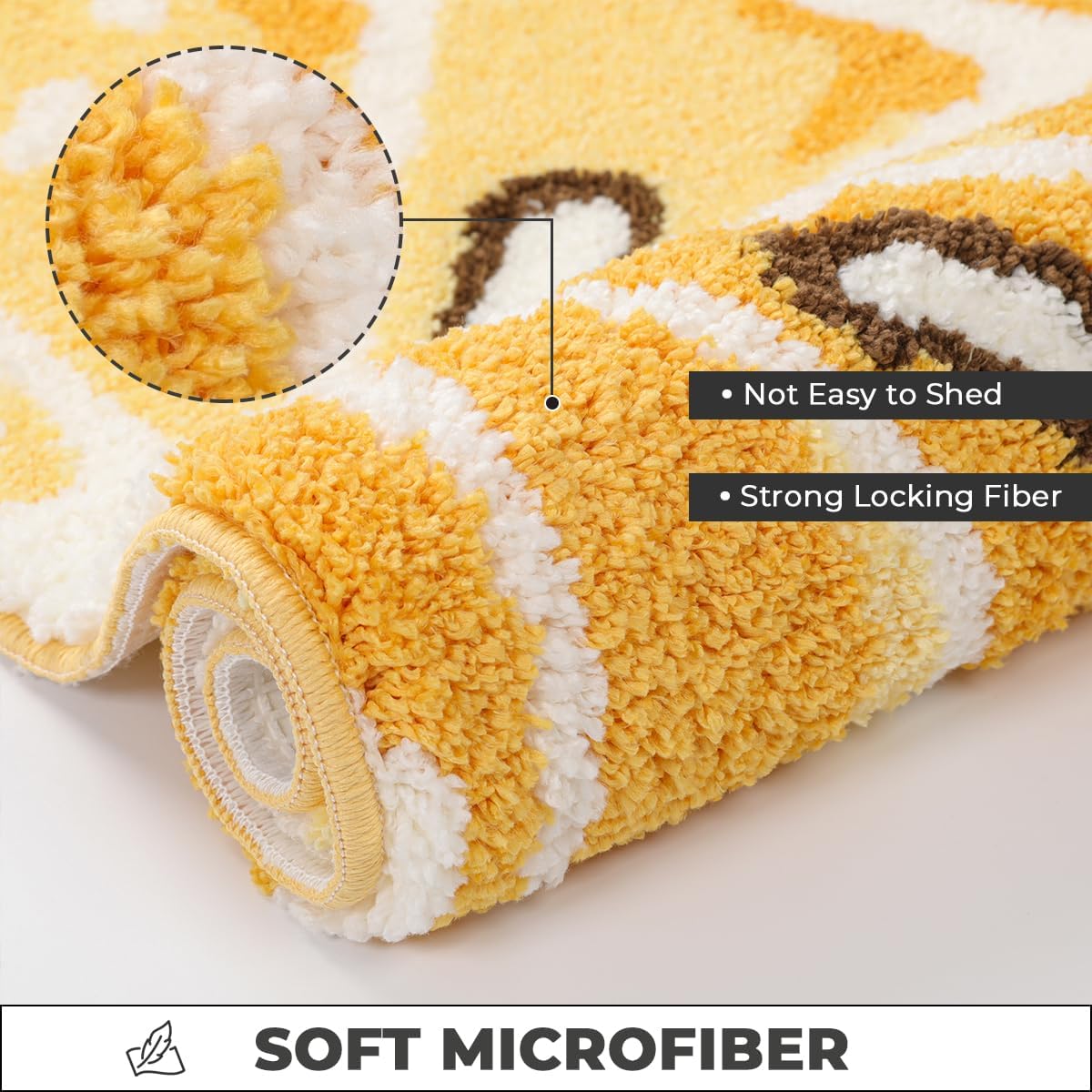 Cute Lemon Bath Mat Super Absorbent and Non-Slip Bathroom Rug Machine Wash Carpet for Sink, Shower and Bedroom (31"x17")