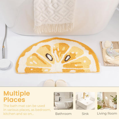 Cute Lemon Bath Mat Super Absorbent and Non-Slip Bathroom Rug Machine Wash Carpet for Sink, Shower and Bedroom (31"x17")
