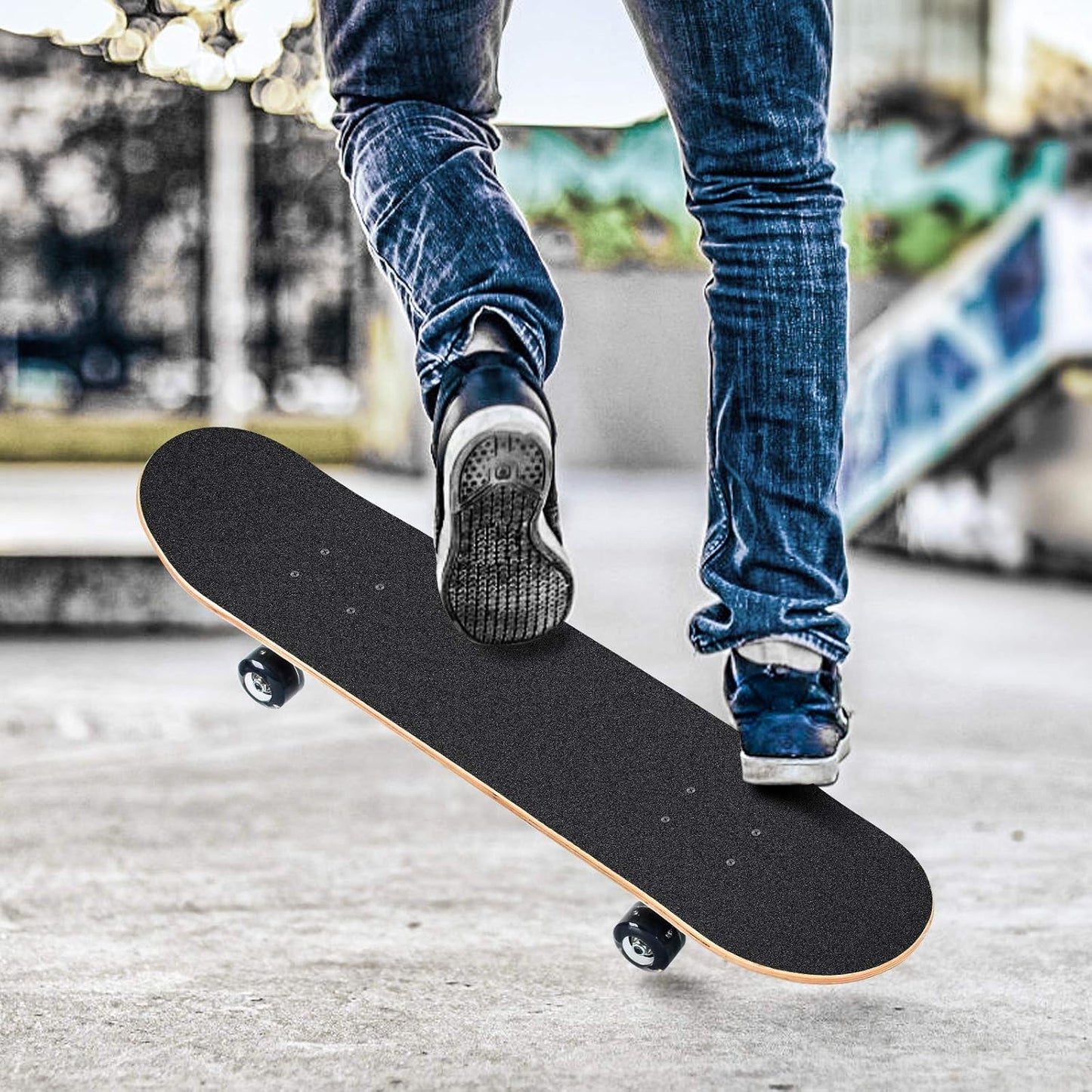 Skateboards for Beginners, 31 x 8 inch Complete Skateboard for Kids Teens Adults, 8 Layer Maple Double Kick Deck Concave Cruiser Trick Skateboard with Multifunction Skate