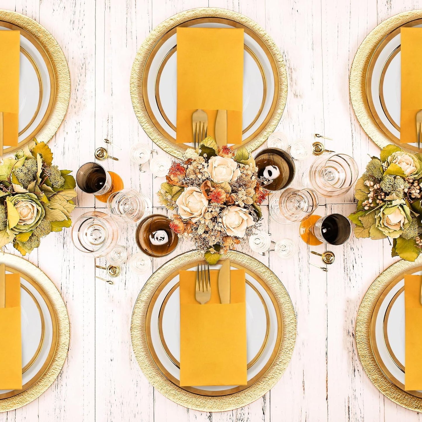 Dinner Napkins Disposable Cloth Like Paper Napkins with Pocket 100 Pack Orange-Yellow Wedding Napkins Reception Guest Hand Towels for Party, Decorative, Bathroom, Restaurant (16.5 x 16.5 inch)