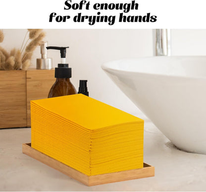 Dinner Napkins Disposable Cloth Like Paper Napkins with Pocket 100 Pack Orange-Yellow Wedding Napkins Reception Guest Hand Towels for Party, Decorative, Bathroom, Restaurant (16.5 x 16.5 inch)