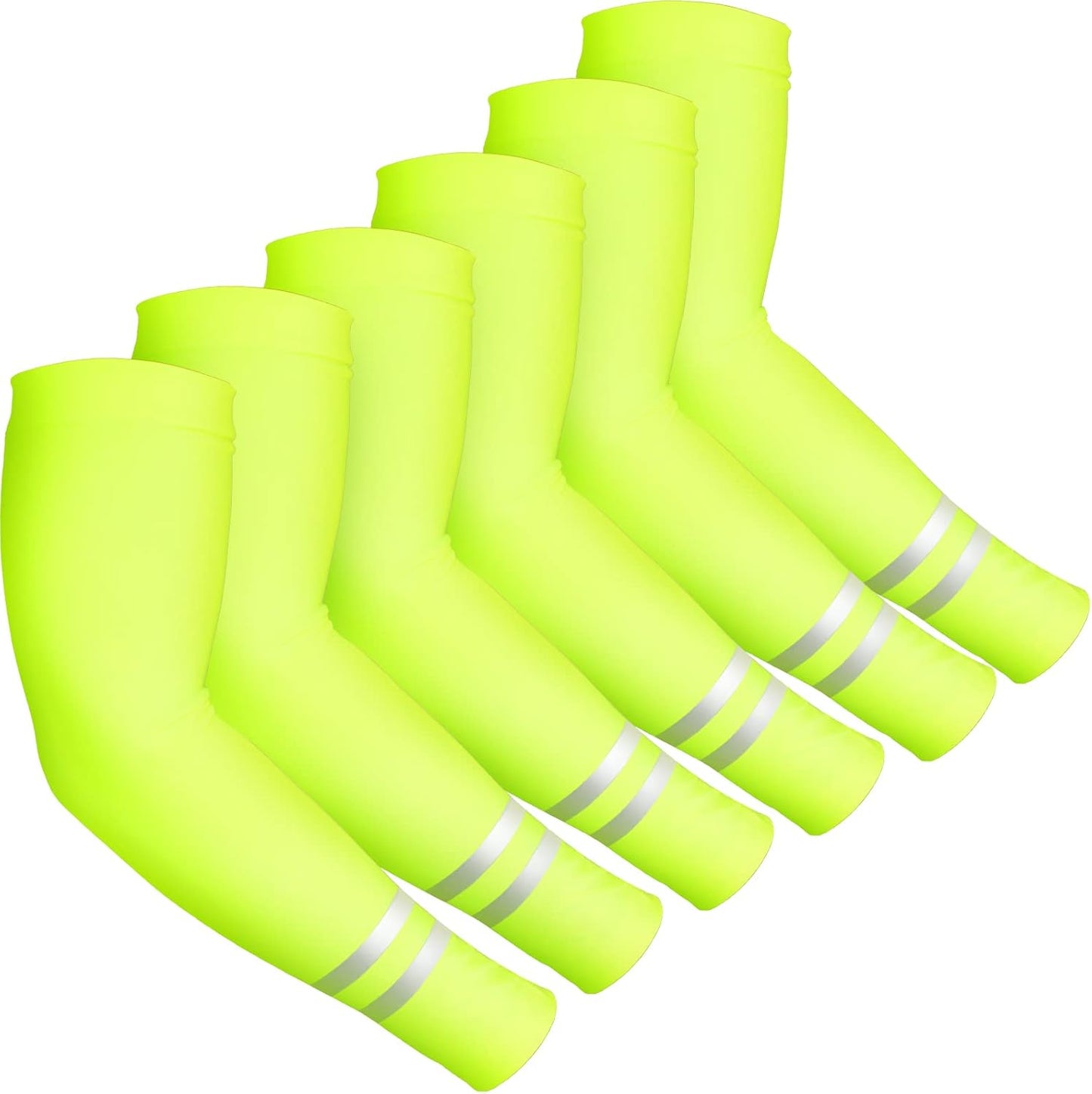 6 Pairs UV Sun Protection Arm Sleeves for Men Women Reflective Cooling Compression Sleeves Golf Outdoor Sports