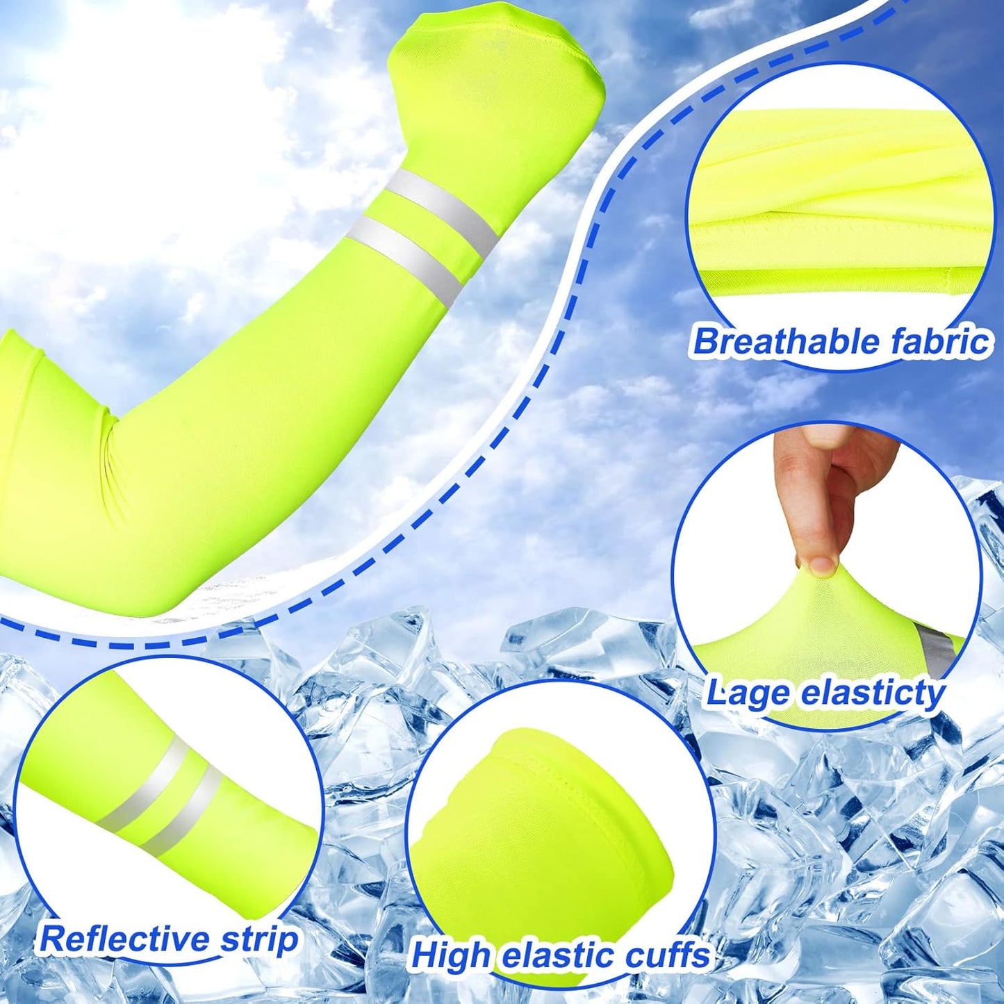 6 Pairs UV Sun Protection Arm Sleeves for Men Women Reflective Cooling Compression Sleeves Golf Outdoor Sports