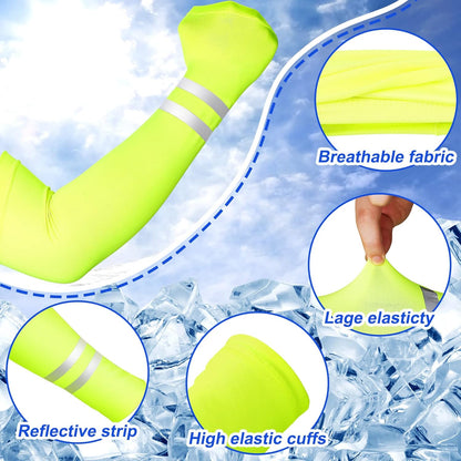 6 Pairs UV Sun Protection Arm Sleeves for Men Women Reflective Cooling Compression Sleeves Golf Outdoor Sports
