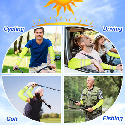 6 Pairs UV Sun Protection Arm Sleeves for Men Women Reflective Cooling Compression Sleeves Golf Outdoor Sports