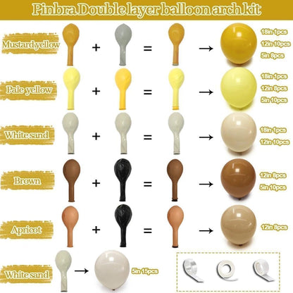Balloon Garland Arch Kit Pastel Yellow Blush White Sand Brown Balloons Double Stuffed Mustard Yellow Bee Balloons for Neutral Baby Shower Wedding Birthday Gender Reveal Fall Party Decorations