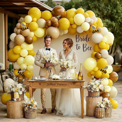 Balloon Garland Arch Kit Pastel Yellow Blush White Sand Brown Balloons Double Stuffed Mustard Yellow Bee Balloons for Neutral Baby Shower Wedding Birthday Gender Reveal Fall Party Decorations