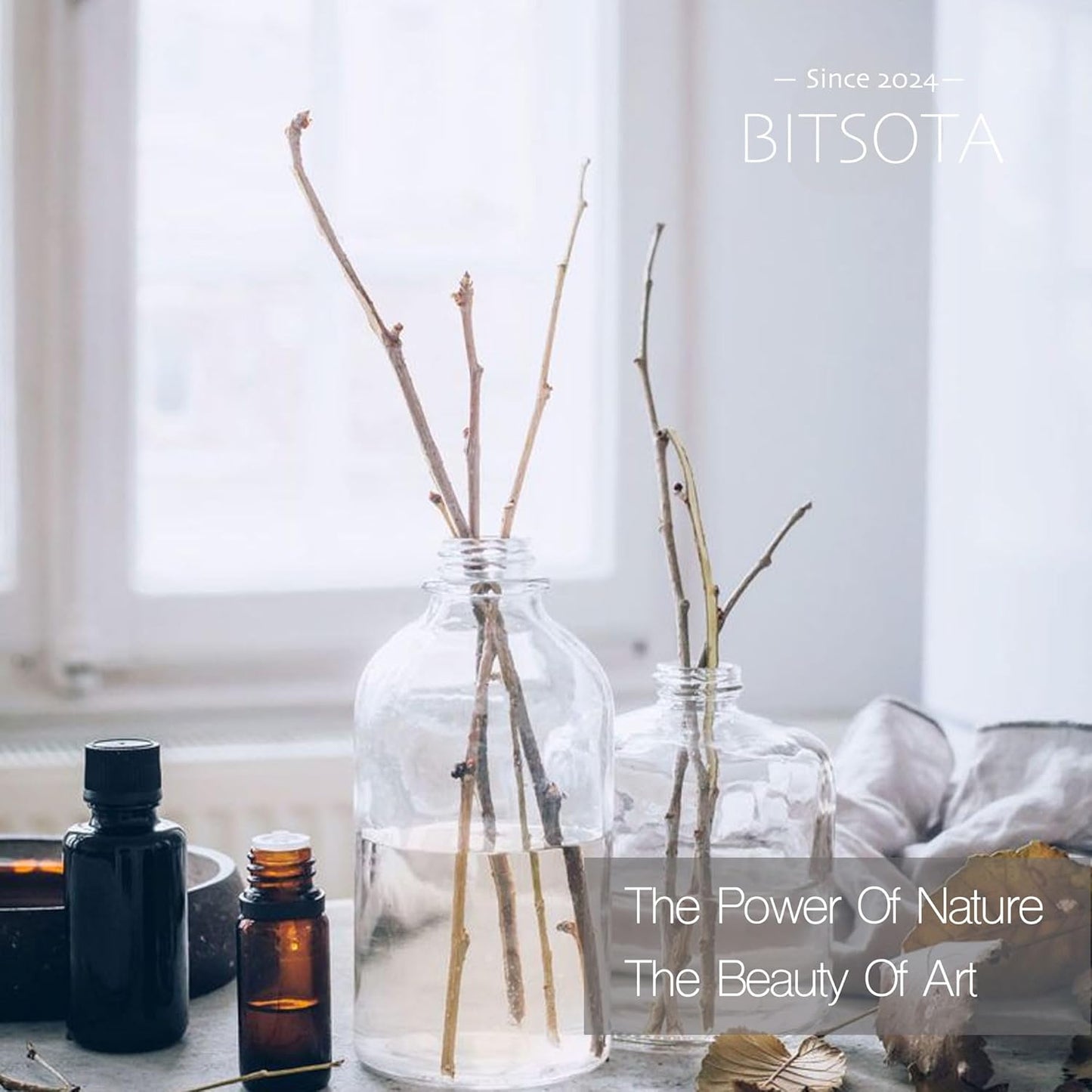 Natural Reed Diffuser Set, Fresh Lemon 3.52 oz (100ml) Scented Diffuser with Sticks Home Fragrance Reed Diffuser for Bathroom Shelf Decor, Ideal Gift for Woman