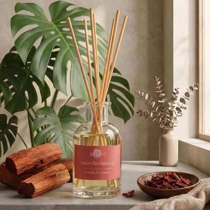 Natural Reed Diffuser Set, Fresh Lemon 3.52 oz (100ml) Scented Diffuser with Sticks Home Fragrance Reed Diffuser for Bathroom Shelf Decor, Ideal Gift for Woman
