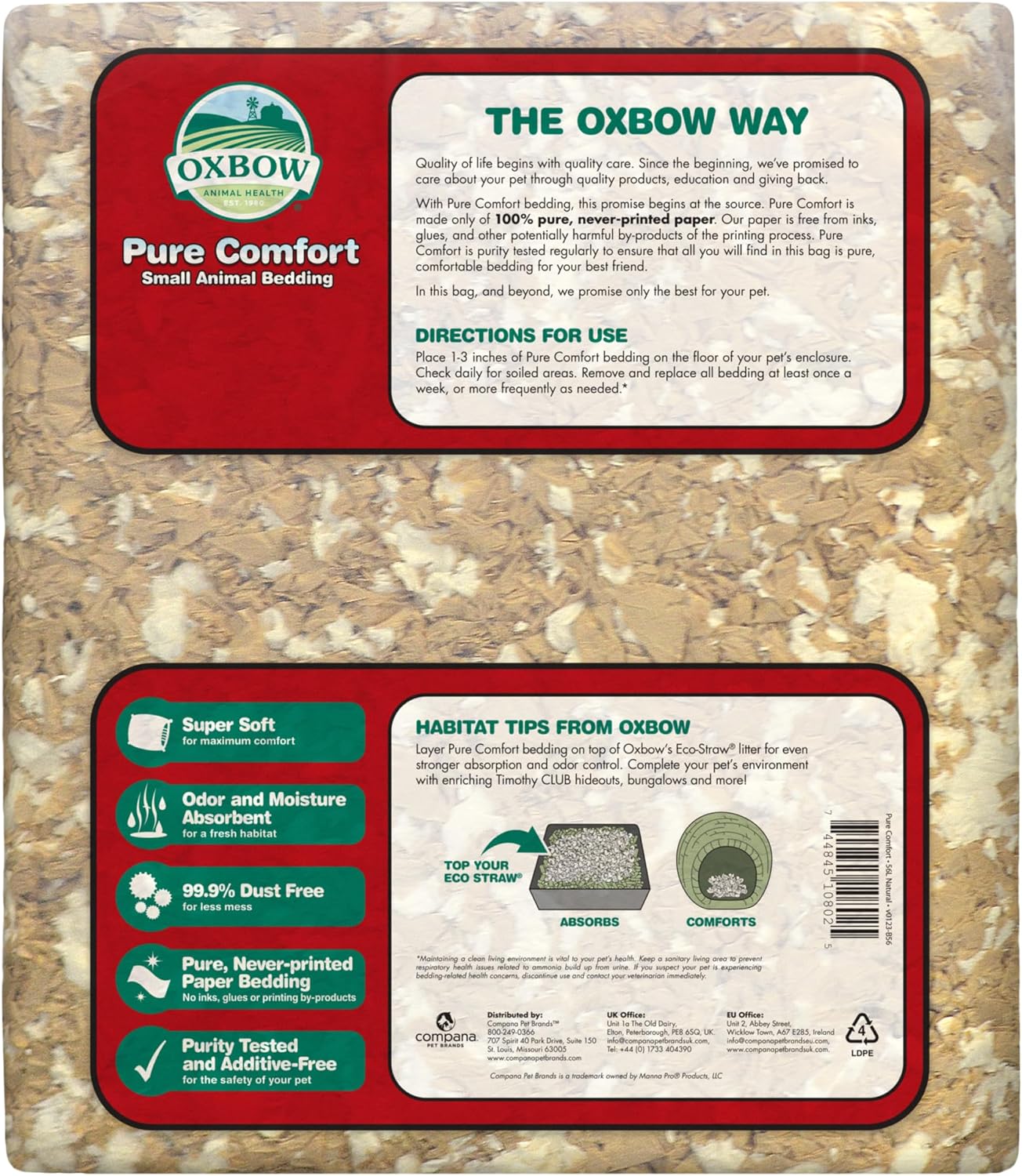 Oxbow Small Animal Bedding, Hamster, Guinea Pig, Rabbit, White, USA, 72 L | Oxbow Small Animal Bedding, Hamster, Guinea Pig, Rabbit, White, USA, 72 L