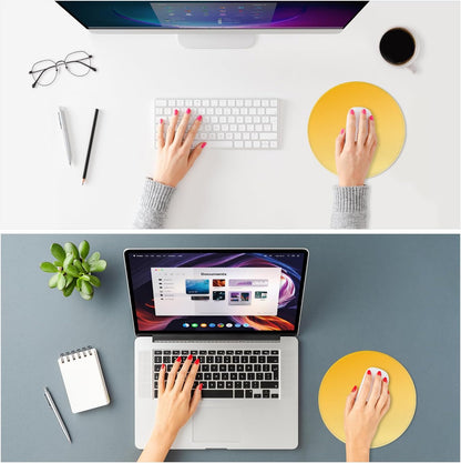 Mouse Pad Non-Slip Rubber Base Smooth Surface Stitched Edges Waterproof Durable Compatible with All Mice for Office & Gaming, Desk Accessory, Diameter 8.7 inch, Yellow Gradient