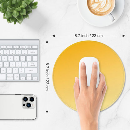 Mouse Pad Non-Slip Rubber Base Smooth Surface Stitched Edges Waterproof Durable Compatible with All Mice for Office & Gaming, Desk Accessory, Diameter 8.7 inch, Yellow Gradient
