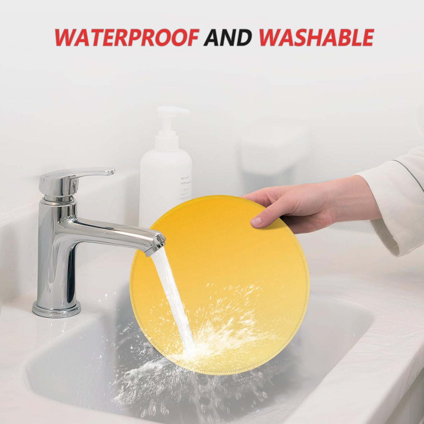 Mouse Pad Non-Slip Rubber Base Smooth Surface Stitched Edges Waterproof Durable Compatible with All Mice for Office & Gaming, Desk Accessory, Diameter 8.7 inch, Yellow Gradient