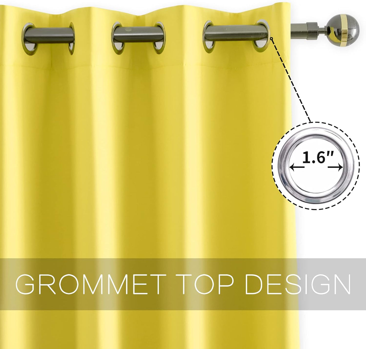 Grommet Top Blackout Long Curtains 95 inch for Apartment Villa Room Window Treatment Set Lemon Yellow Curtains 2 Panels Each is 52 inches Wide by 95 inches Long