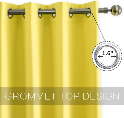 Grommet Top Blackout Long Curtains 95 inch for Apartment Villa Room Window Treatment Set Lemon Yellow Curtains 2 Panels Each is 52 inches Wide by 95 inches Long
