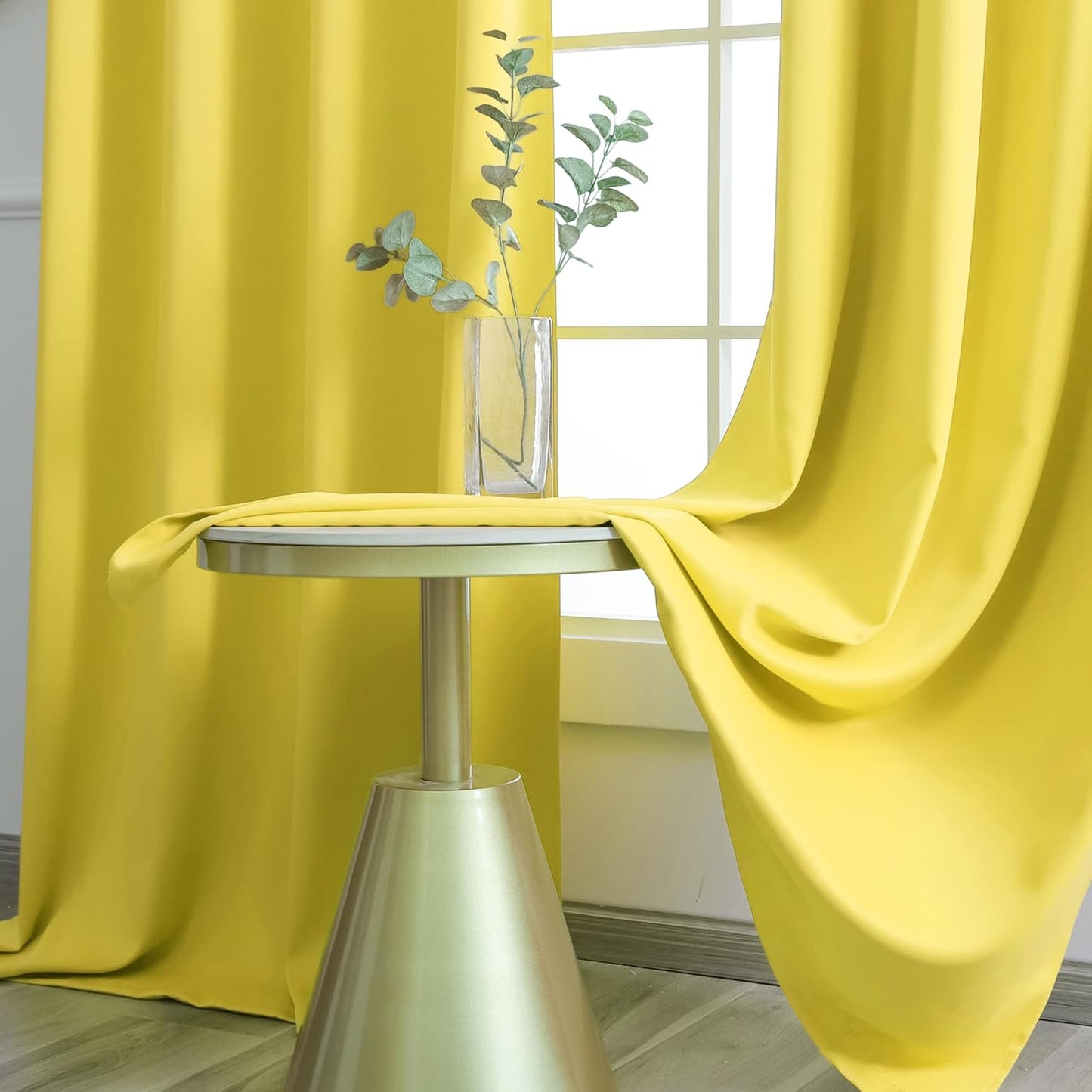 Grommet Top Blackout Long Curtains 95 inch for Apartment Villa Room Window Treatment Set Lemon Yellow Curtains 2 Panels Each is 52 inches Wide by 95 inches Long