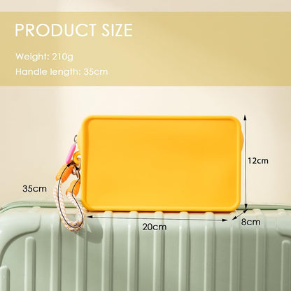 Travistar Silicone Travel Makeup Bag - Large Capacity Make Up Pouch Travel Makeup Organizer Bag Waterproof Toiletry Bag Portable Cosmetic Bag Small Womens Brush Holder Bag with Zipper Closure Yellow