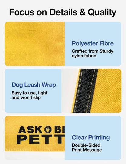 Selectively Social Dog Leash Sleeve with Hanging ID Patch Tag, Funny Do Not Pet Leash Sleeve, Service Dog Patch Accessory for Dog Owners