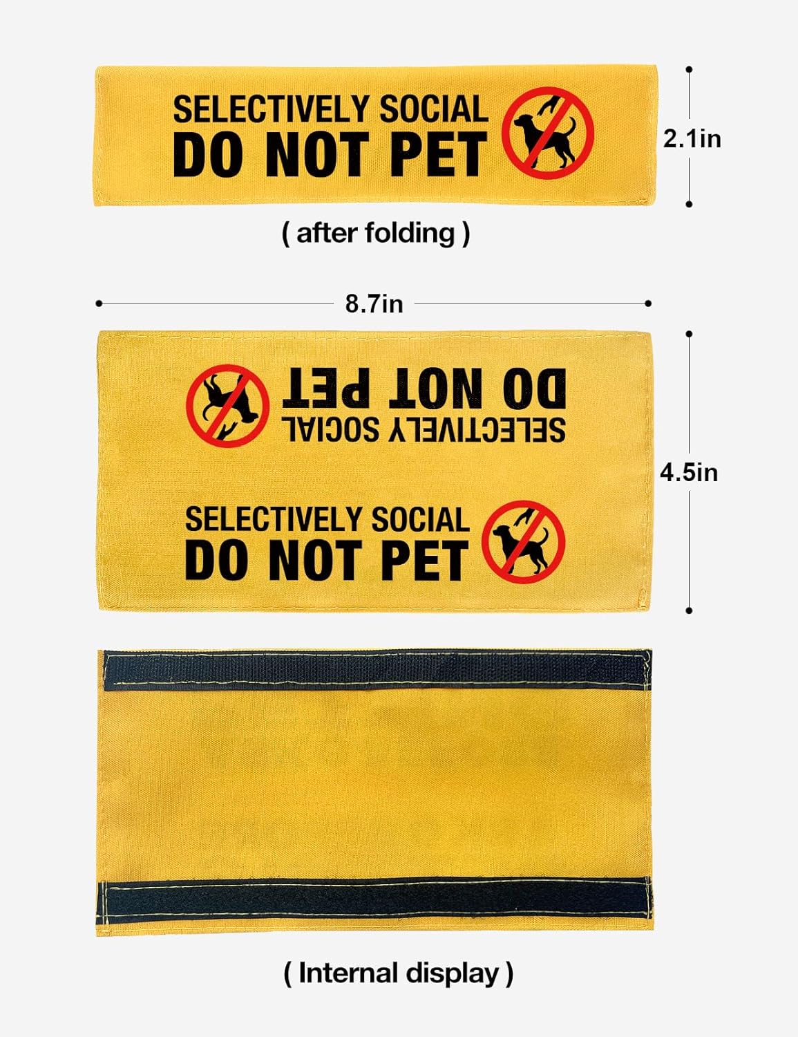 Selectively Social Dog Leash Sleeve with Hanging ID Patch Tag, Funny Do Not Pet Leash Sleeve, Service Dog Patch Accessory for Dog Owners