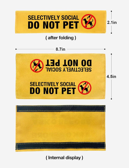 Selectively Social Dog Leash Sleeve with Hanging ID Patch Tag, Funny Do Not Pet Leash Sleeve, Service Dog Patch Accessory for Dog Owners