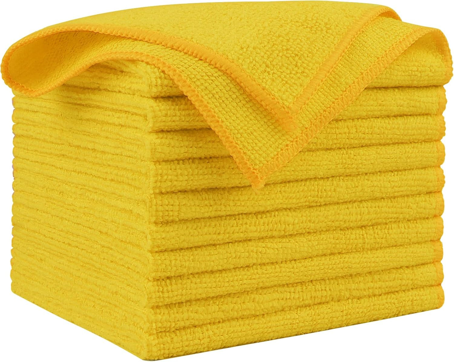 AIDEA Microfiber Cleaning Cloth-10PK, Microfiber Towels for Cars, 12"×12" | Premium Car Cloths, Dusting Cloth Cleaning Rags, Cleaning Towels for SUVs, House, Kitchen, Window, Cleaning Supplies, Yellow