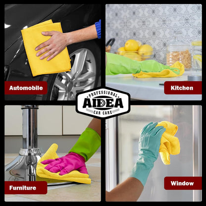 AIDEA Microfiber Cleaning Cloth-10PK, Microfiber Towels for Cars, 12"×12" | Premium Car Cloths, Dusting Cloth Cleaning Rags, Cleaning Towels for SUVs, House, Kitchen, Window, Cleaning Supplies, Yellow