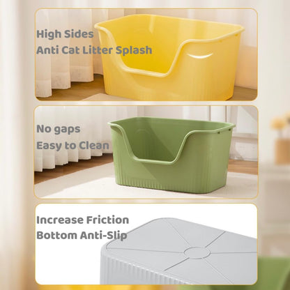 Extra Large Litter Box with High Sides 25.27" Lx17.83 Wx13.11 H,Anti-Splashing,Tool-Free Assembly,Multi Kitty Cat Litter Box,Jumbo (Yellow)