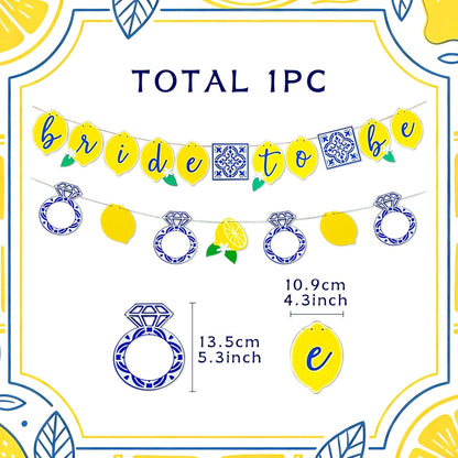 Lemon Bridal Decorations Capri Lemon Engagement Banner Blue Tiles And Bride to Be Banner Fruit Theme Bachelorette Party Decoration