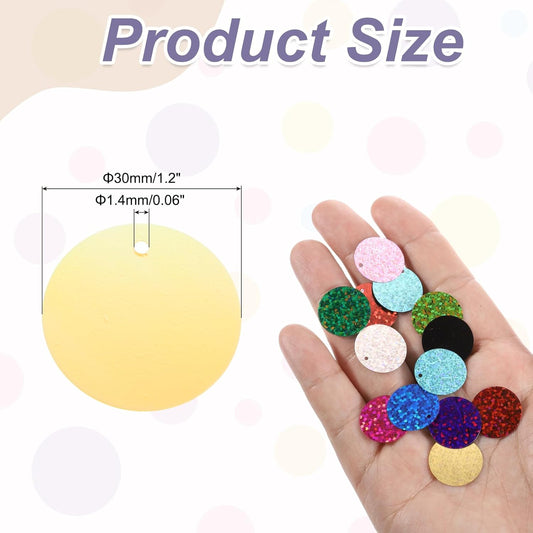 100 Pcs Flat Round Sequins 30mm/1.2 Inch Loose Paillettes Craft Sewing Sequins with Single Side Hole for DIY Embroidery Clothing Jewelry Making, AB Yellow
