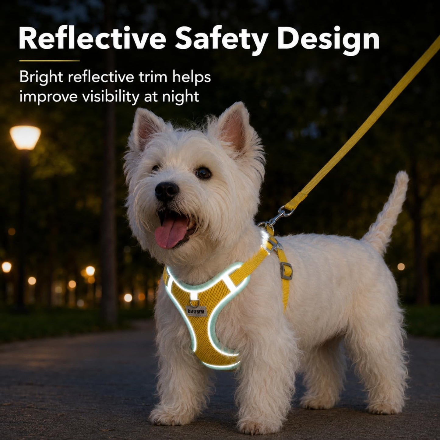 Adjustable Dog Harness and Leash Set, Reflective Mesh Puppy Vest Harness for Small Dogs and Cats-Yellow, S