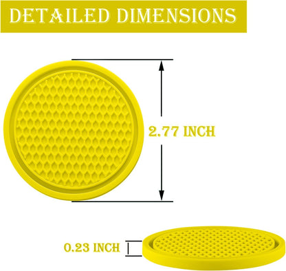 Car Cup Coaster, 4PCS Universal Non-Slip Cup Holders Embedded in Ornaments Coaster, Car Interior Accessories, Yellow
