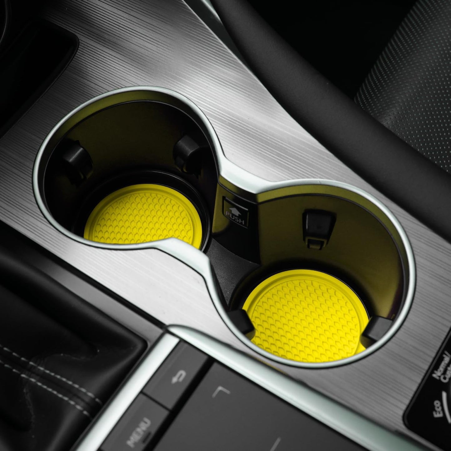 Car Cup Coaster, 4PCS Universal Non-Slip Cup Holders Embedded in Ornaments Coaster, Car Interior Accessories, Yellow