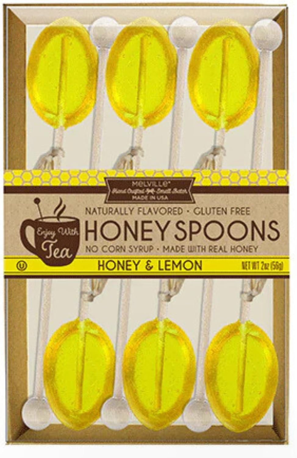 Lemon Honey Tea Spoons Stirrers, Made With Real Honey Gift Box, Pack of 6