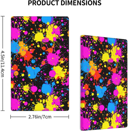 Neon Abstract Pink Blue Yellow Paint Splatter Single Toggle Blank Wall Plate Light Switch Cover Decorative 1 Gang For Kitchen Room Bathroom Size 4.5" X 2.75"