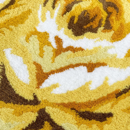 Romantic Yellow Rose Rug Floor Mat Handmade Bathmat Girls Bedroom Bathroom Area Rug Washable Non-Slip Floral Floor Carpets Doormat 2FTx3FT