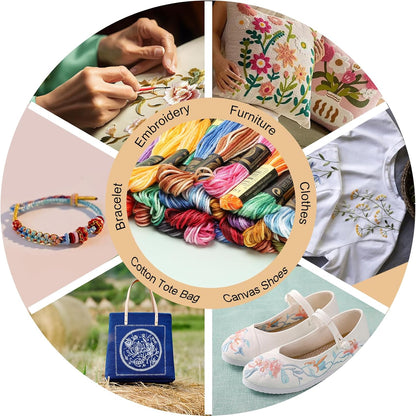 12 Skeins Embroidery Floss, Colorful Embroidery Floss 6 Strands Polyester Variegated Gradient Cross Stitch Thread for Sewing, Gradient Yellow
