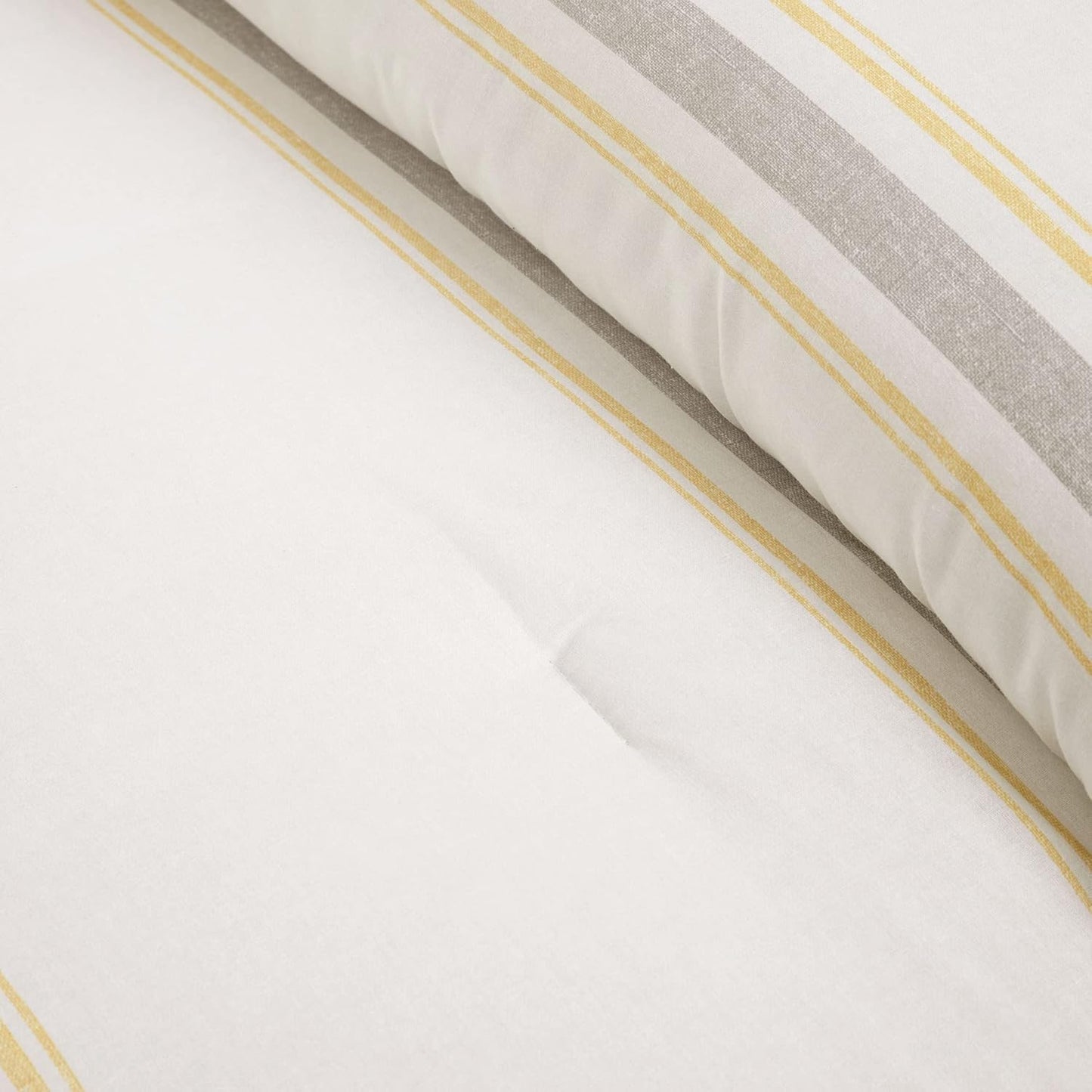 Farmhouse Stripe Reversible Cotton Comforter Set, 3 Piece Set, King, Yellow & Gray - Cozy Farmhouse Bedding Set - Rustic Decor - Striped Comforter - Modern Farmhouse Bedroom Decor