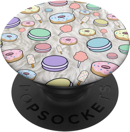 Donut Cotton Candy Macaron Ice Cream for Girls, Teens PopSockets PopGrip: Swappable Grip for Phones & Tablets