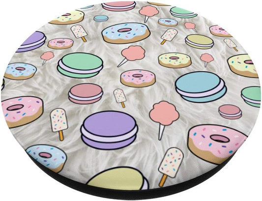 Donut Cotton Candy Macaron Ice Cream for Girls, Teens PopSockets PopGrip: Swappable Grip for Phones & Tablets