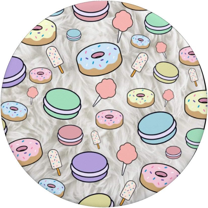Donut Cotton Candy Macaron Ice Cream for Girls, Teens PopSockets PopGrip: Swappable Grip for Phones & Tablets