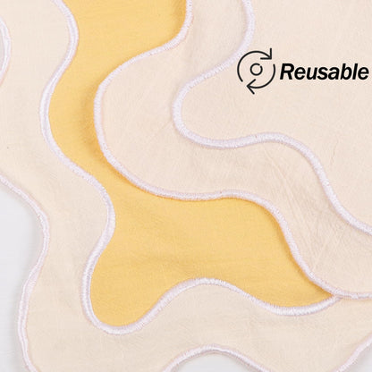 Placemats Set of 4, 13 x 19 Inch Cotton Table Placemats Washable Heat Resistant Woven Table Mats for Table Decor, Boho Scallop Embroidered Placemats (Yellow)