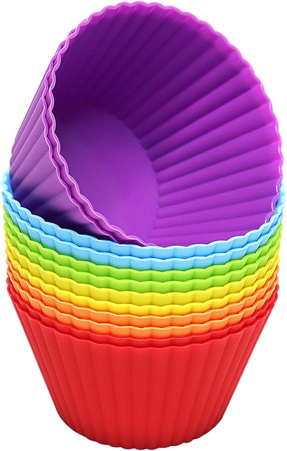 Extra Large Silicone Cupcake Muffin Cups 12 Pack, 3.54 Inch | Non-stick, Reusable, Jumbo, Multicolor, Easy to Clean, for Cupcake, Muffin, Mousse