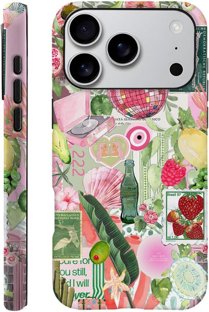 Case Compatible with iPhone 17 Pro,Scratch Resistant Hybrid 2-Layer Hard Shell Phone Case,Fruit Green Lemon Strawberry Collage