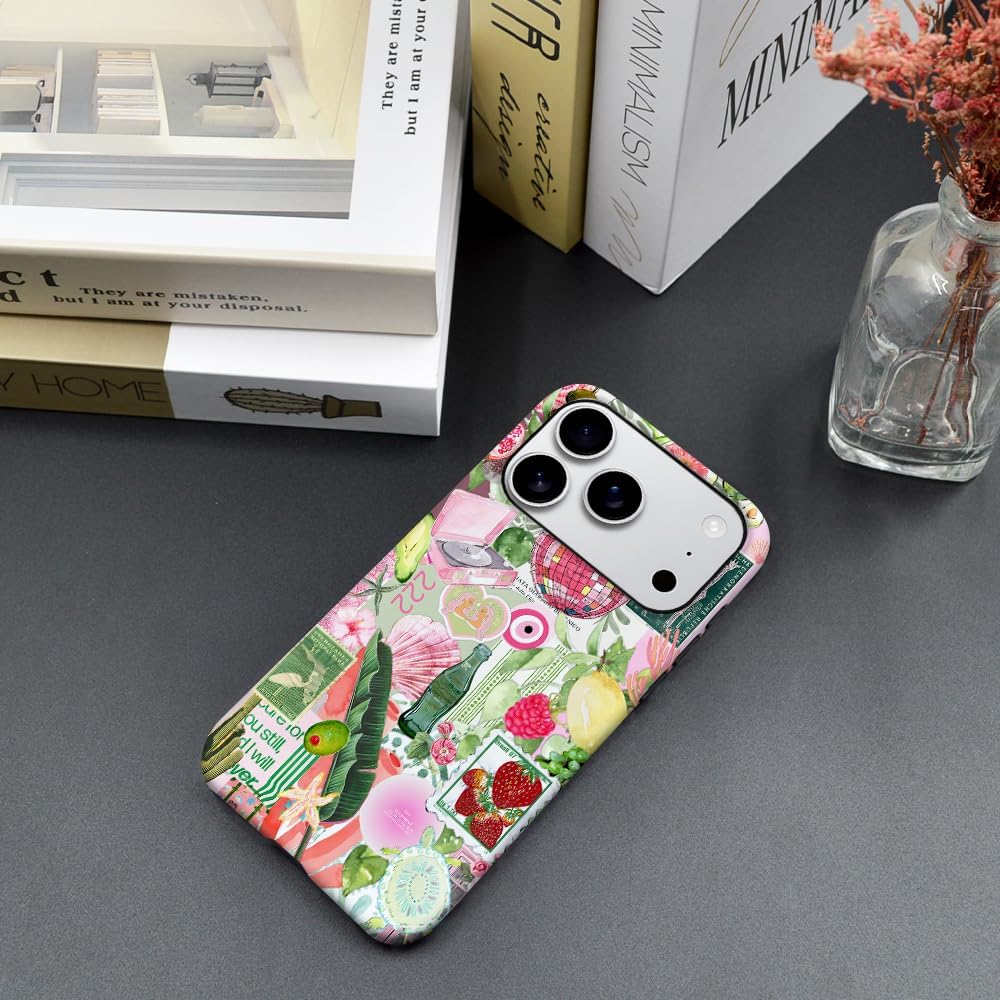 Case Compatible with iPhone 17 Pro,Scratch Resistant Hybrid 2-Layer Hard Shell Phone Case,Fruit Green Lemon Strawberry Collage
